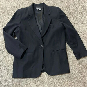 Sag Harbor Size 16 100% Wool Blazer Black‎ Career Office Oversized Button Casual